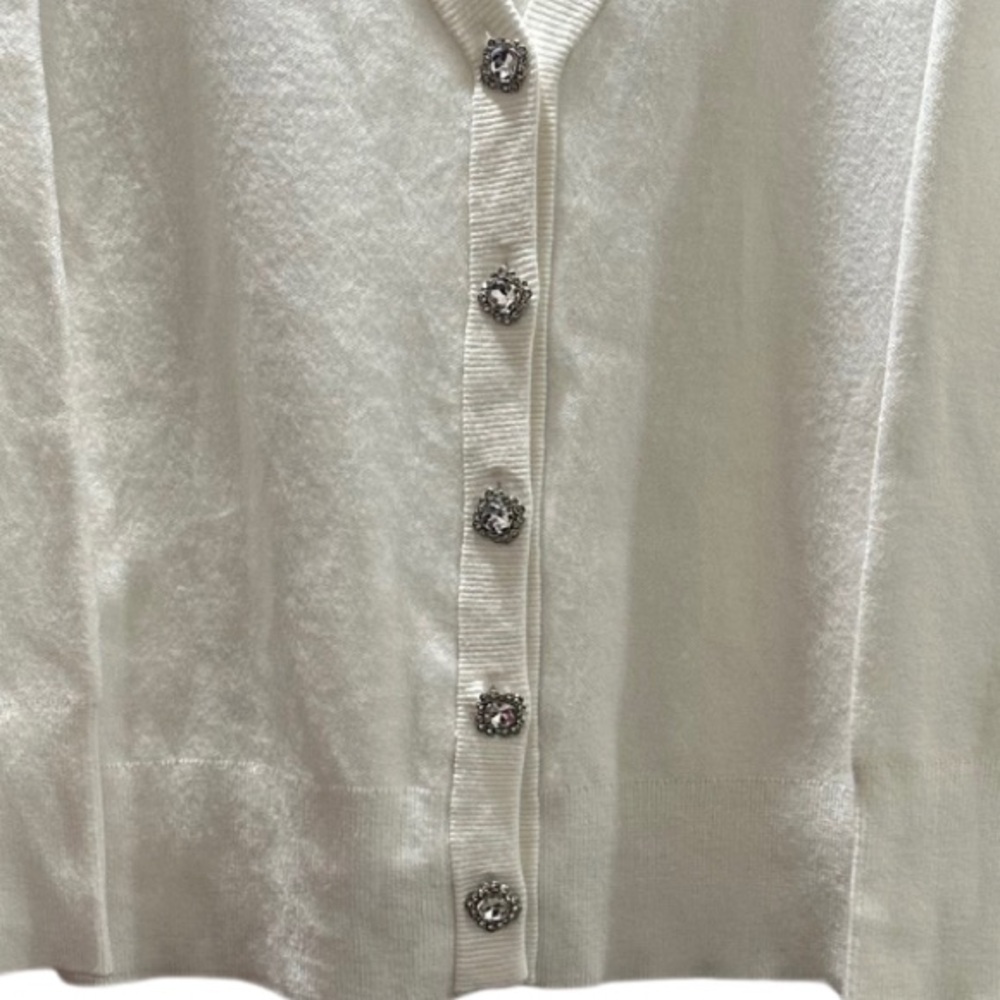 Tahari Rhinestone Button Cardigan Sweater, Ivory, Size XL - Picture 2 of 2